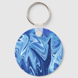 Blue liquid abstract pattern key ring