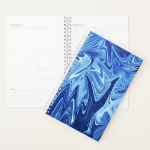 Blue liquid abstract pattern planner