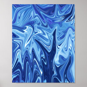 Blue liquid abstract pattern poster