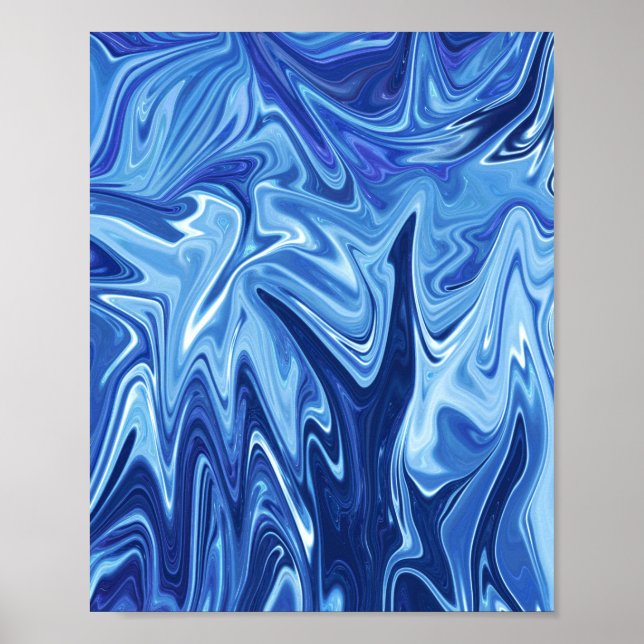 Blue liquid abstract pattern poster (Front)