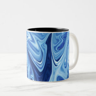 Blue liquid abstract pattern Two-Tone coffee mug