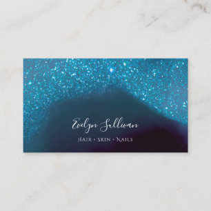 blue liquid glitter design business card
