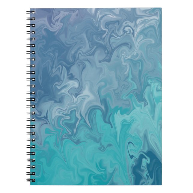 Blue Liquid Marble Abstract Pattern Notebook (Front)