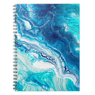 Blue liquid marble texture notebook