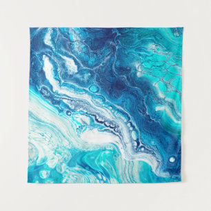 Blue liquid marble texture tapestry