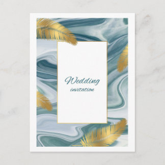 Blue Liquid Marble Wedding Invitation | Premium El Postcard