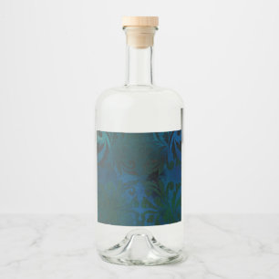 blue liquor bottle label