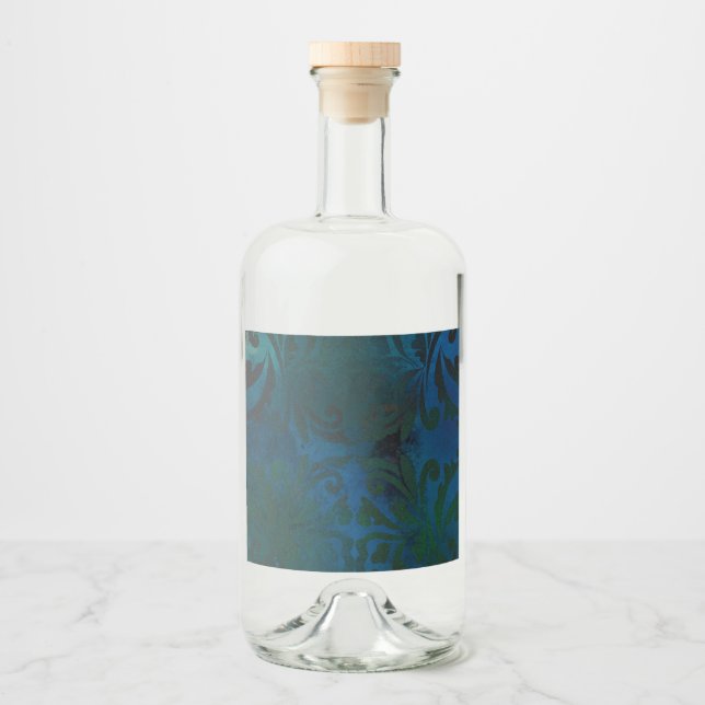 blue liquor bottle label (Front)
