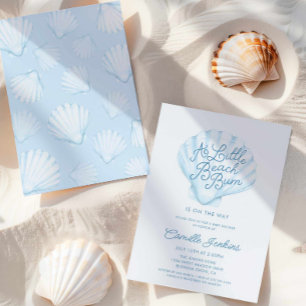 Blue Little Beach Bum Boy Baby Shower Invitation
