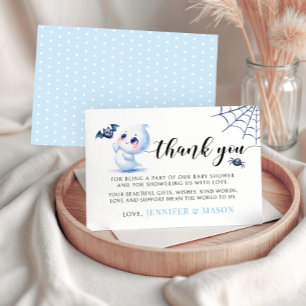 Blue Little Boo Baby Ghost Shower Thank you card