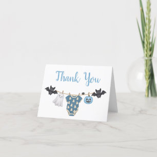 Blue Little Boo Clothesline Baby Shower Thank You Card
