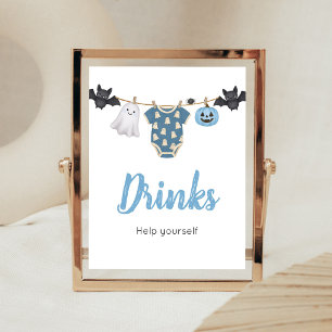 Blue Little Boo Clothesline Drinks Sign