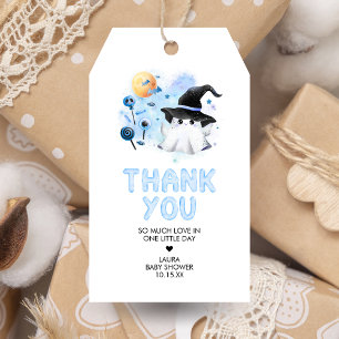 Blue Little Boo Ghost Witch Baby Shower Favour Tag