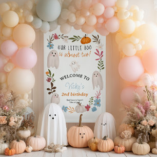 Blue Little Boo Halloween 2nd Birthday Welcome Banner