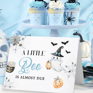 Blue Little Boo Halloween Baby Shower Thank You Card