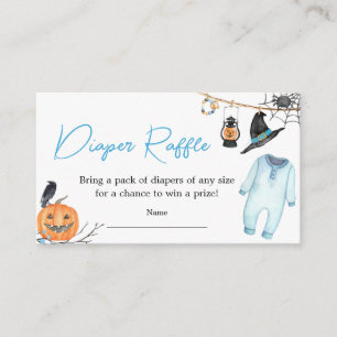 Blue Little Boo Halloween Diaper Raffle Enclosure Card