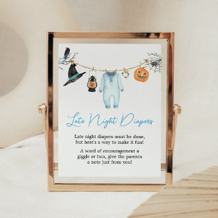 Blue Little Boo Halloween Late Night Diapers Poster