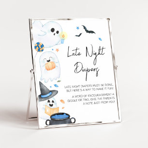 Blue Little Boo Halloween Late Night Diapers Poster