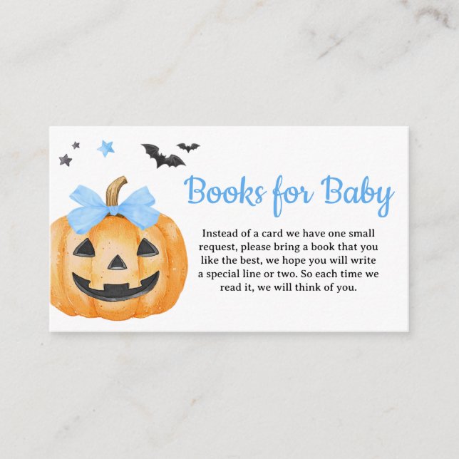 Blue Little Boo Spooky Pumpkin Books for Baby Enclosure Card (Front)