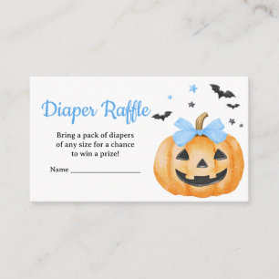 Blue Little Boo Spooky Pumpkin Diaper Raffle Enclosure Card