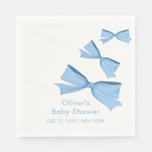 Blue Little Bow Frame Boy Baby Shower  Napkin