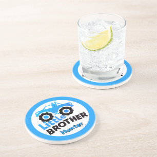 Blue Little Brother Monster Truck Custom Name Coaster