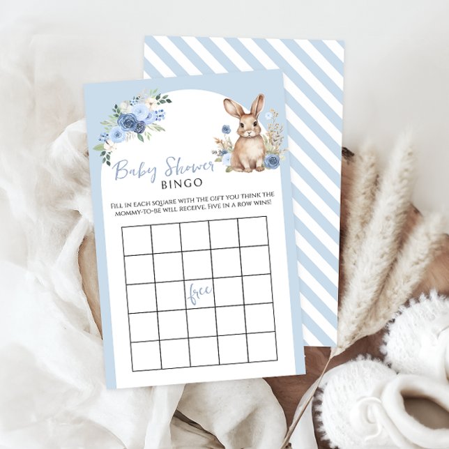 Blue Little Bunny Boho Baby Boy Shower Game Bingo (Creator Uploaded)