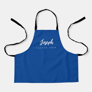 Blue Little Chef Script Name personalised Kids Apron