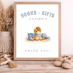 Blue Little Cowboy Baby Shower Cards Books Gifts Poster