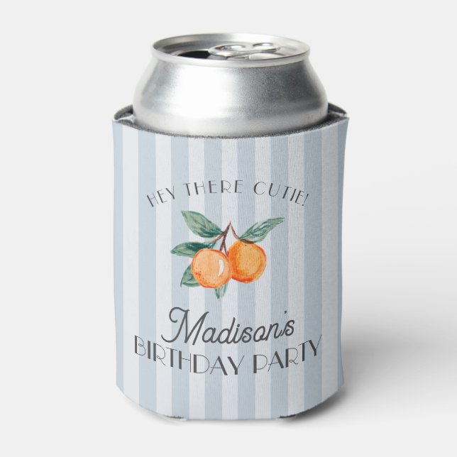 Blue Little Cutie Citrus Birthday Party Favours Can Cooler (Can Front)