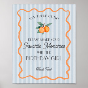 Blue Little Cutie Citrus Favourite Memory Birthday Poster