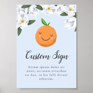 Blue Little Cutie Floral Baby Shower Sign