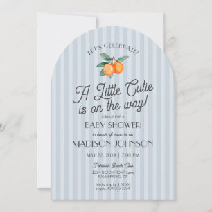Blue Little Cutie On The Way Citrus Baby Shower Invitation
