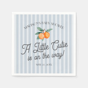 Blue Little Cutie On The Way Citrus Baby Shower Napkin