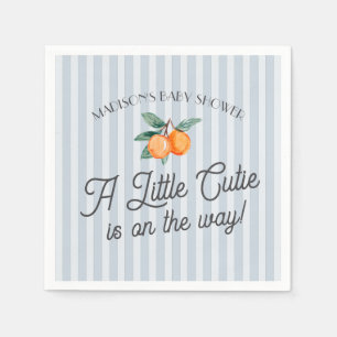 Blue Little Cutie On The Way Citrus Baby Shower Napkin