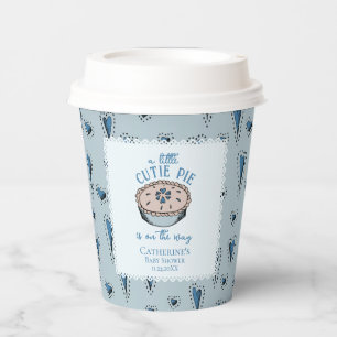 Blue Little Cutie Pie Autumn Baby Boy Shower Paper Cups