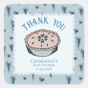 Blue Little Cutie Pie Baby Boy Thank You Square Sticker
