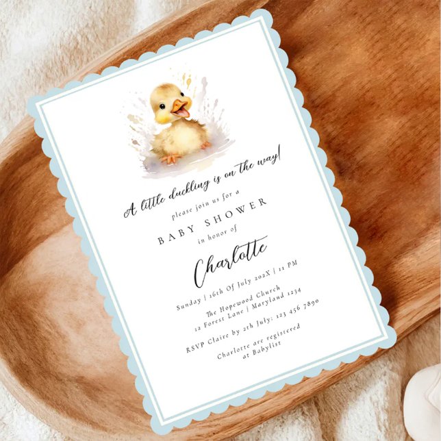 Blue Little Duckling Baby Shower Invitation (Creator Uploaded)