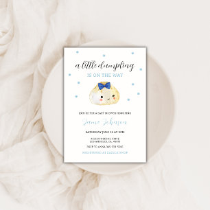 Blue Little Dumpling Is On The Way Boy Baby Shower Invitation