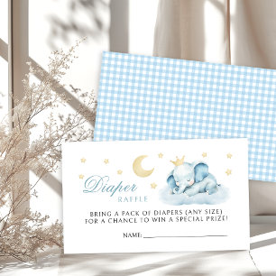 Blue Little Elephant Baby Shower Diaper Raffle Enclosure Card