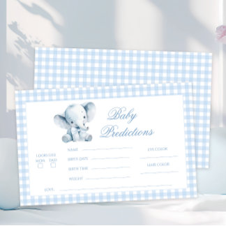 Blue Little Elephant Peanut Bow Baby Predictions Stationery