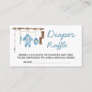 Blue Little Fisherman Baby Shower Diaper Raffle Enclosure Card