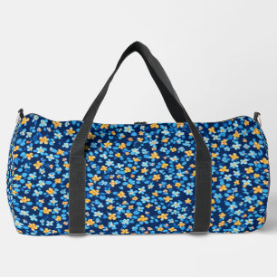 Blue Little Flowers Pattern Duffle Bag