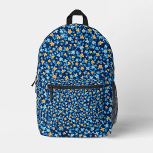 Blue Little Flowers Pattern Printed Backpack