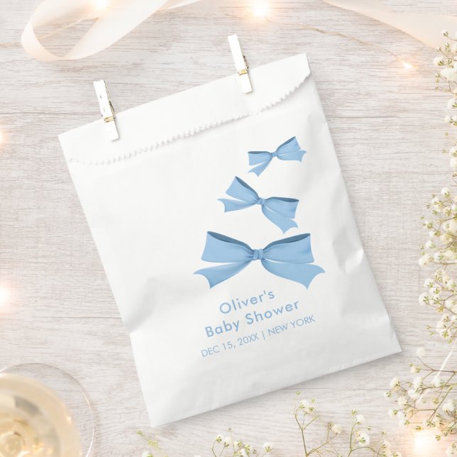 Blue Little Flying Bow Boy Baby Shower  Favour Bags (Clipped)