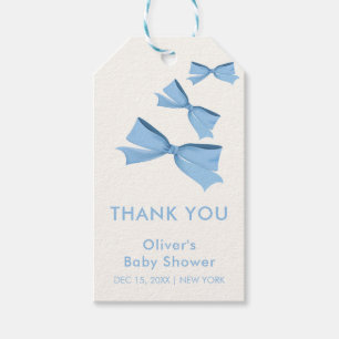 Blue Little Flying Bow Boy Baby Shower  Gift Tags
