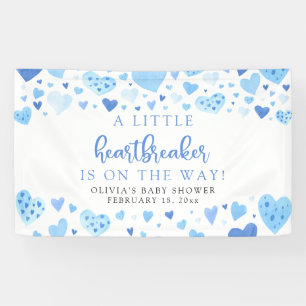 Blue Little Heartbreaker Valentine Baby Shower Banner