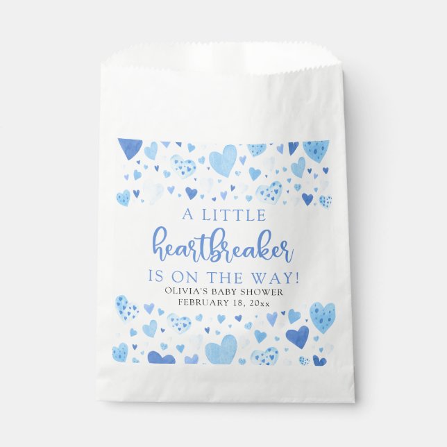 Blue Little Heartbreaker Valentine Baby Shower Favour Bags (Front)
