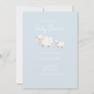 Blue Little Lamb Baby Shower Invitation