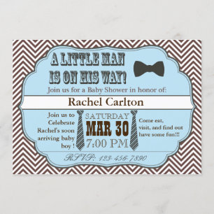 Blue Little Man Ties Baby Shower Invitations